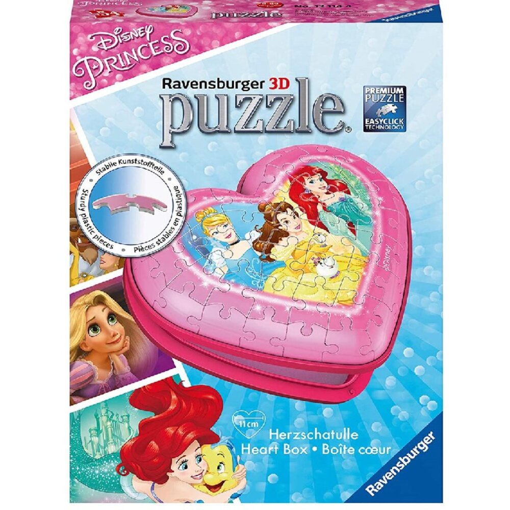 NIB  Ravensburger  3D Puzzle - Heart Shaped Storage Box - Princess  54 Pcs